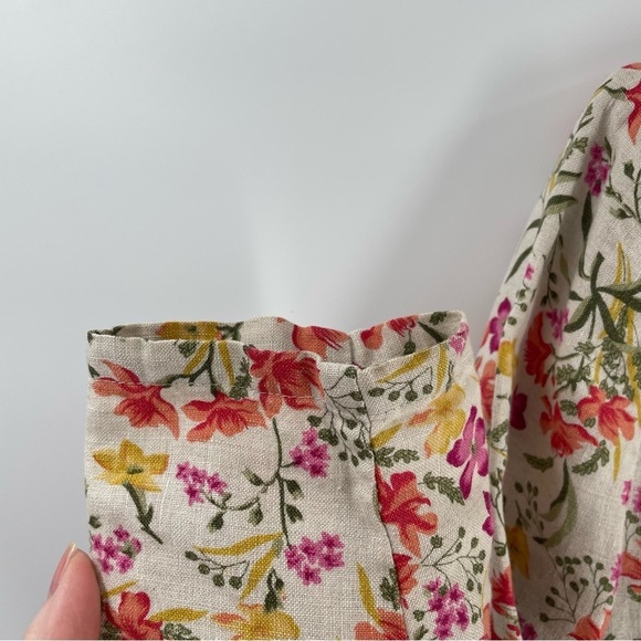 JM Collection 100% Linen Floral Long Sleeve Pockets Button Front Blazer Jacket - Picture 3 of 9